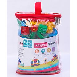 Babyhug Premium 72 Pcs Big Size Colorful Blocks| Toys Building and Construction Interlocking Jumbo Blocks with Big Building Storage Deluxe Bag | Educational and Learning Toy for Children| BIS Certified| Non-Toxic