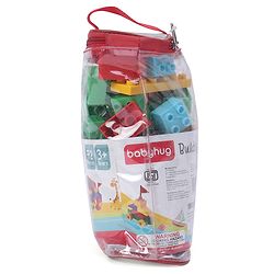 Babyhug Premium 72 Pcs Big Size Colorful Blocks| Toys Building and Construction Interlocking Jumbo Blocks with Big Building Storage Deluxe Bag | Educational and Learning Toy for Children| BIS Certified| Non-Toxic