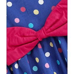 Babyhug Singlet Polka Dot Frock Bow Applique - Blue