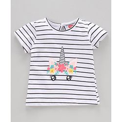 Babyhug Half Sleeves Biowashed Tees Unicorn Print Pack of 3 - Pink White