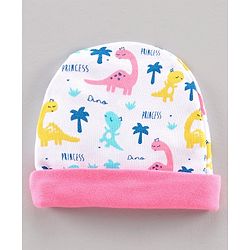 Babyhug Cap Mitten & Booties  Dino Print - Cap Diameter 10.5 cm