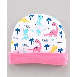 Babyhug Cap Mitten & Booties  Dino Print - Cap Diameter 10.5 cm
