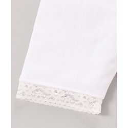 Babyhug Lace Border Three Fourth Leggings - White