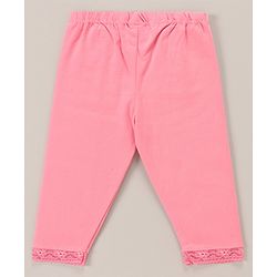 Babyhug Lace Border Three Fourth Leggings - White