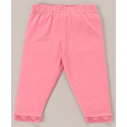 Babyhug Lace Border Three Fourth Leggings - White