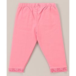 Babyhug Lace Border Three Fourth Leggings - White