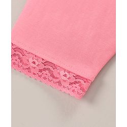 Babyhug Lace Border Three Fourth Leggings - White