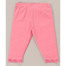Babyhug Lace Border Three Fourth Leggings - White