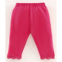 Babyhug Lace Border Three Fourth Leggings - White