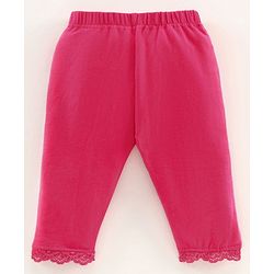 Babyhug Lace Border Three Fourth Leggings - White