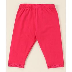 Babyhug Lace Border Three Fourth Leggings - White