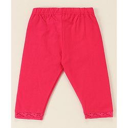 Babyhug Lace Border Three Fourth Leggings - White