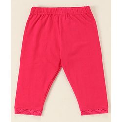 Babyhug Lace Border Three Fourth Leggings - White