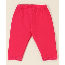 Babyhug Lace Border Three Fourth Leggings - White