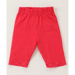 Babyhug Lace Border Three Fourth Leggings - White