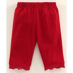 Babyhug Lace Border Three Fourth Leggings - White