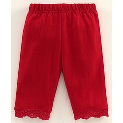 Babyhug Lace Border Three Fourth Leggings - White