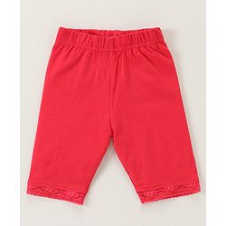 Babyhug Lace Border Three Fourth Leggings - White