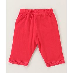Babyhug Lace Border Three Fourth Leggings - White