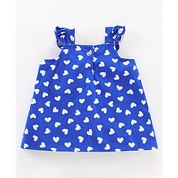 Babyhug Flutter Sleeves Layered Top Heart Print - Blue