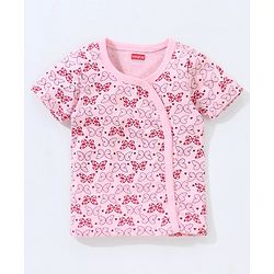 Babyhug Half Sleeves Vests Butterfly Print Pack of 2 - Red and Pink