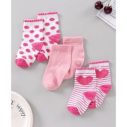 Cutewalk by Babyhug Anti Bacterial Socks Pack of 3 Pairs - Pink