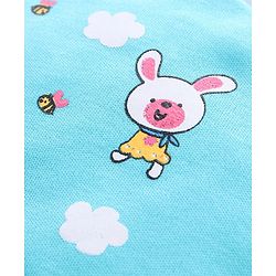 Babyhug 100% Cotton Cap Mittens & Booties Bear Print Blue - Diameter 11.5 cm