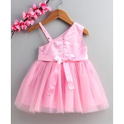 Babyhug Sleeveless One Shoulder Party Wear Sequined Frock  - Pink