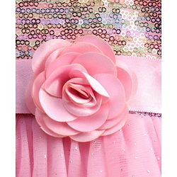 Babyhug Sleeveless One Shoulder Party Wear Sequined Frock  - Pink