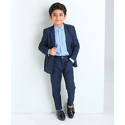 Babyhug Full Sleeves 3 Piece Party Suit - Navy Blue