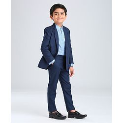 Babyhug Full Sleeves 3 Piece Party Suit - Navy Blue