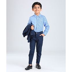 Babyhug Full Sleeves 3 Piece Party Suit - Navy Blue
