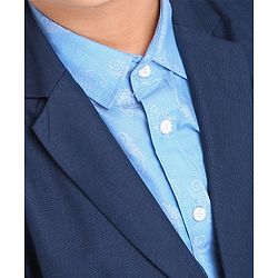 Babyhug Full Sleeves 3 Piece Party Suit - Navy Blue
