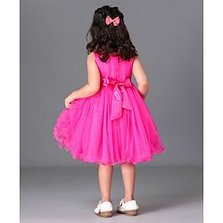 Babyhug Sleeveless Party Frock Rose Applique - Pink
