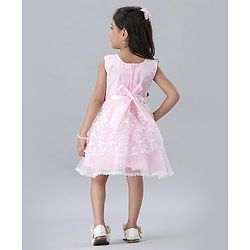 Babyhug Sleeveless Frock Floral Embroidery - Pink
