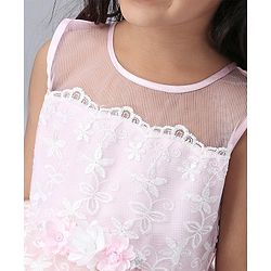 Babyhug Sleeveless Frock Floral Embroidery - Pink