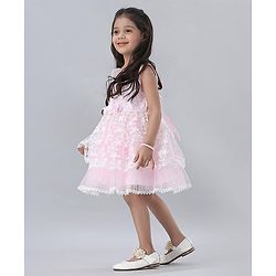 Babyhug Sleeveless Frock Floral Embroidery - Pink