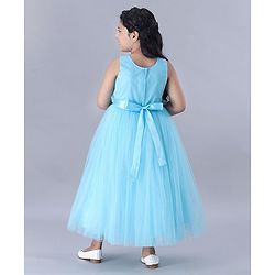 Babyhug Sleeveless Floral Embellished Party Gown - Light Blue