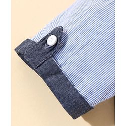 Babyhug Half Sleeves Striped Shirt Ship Print - Blue
