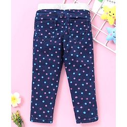 Babyhug Denim Jeggings Polka Dot Print - Blue