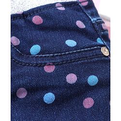 Babyhug Denim Jeggings Polka Dot Print - Blue