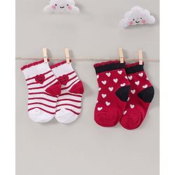 Cute Walk by Babyhug Anti Bacterial Ankle Length Socks Pack of 2 - Red White
