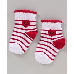 Cute Walk by Babyhug Anti Bacterial Ankle Length Socks Pack of 2 - Red White