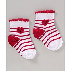 Cute Walk by Babyhug Anti Bacterial Ankle Length Socks Pack of 2 - Red White