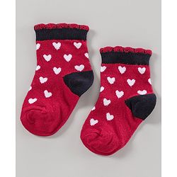 Cute Walk by Babyhug Anti Bacterial Ankle Length Socks Pack of 2 - Red White