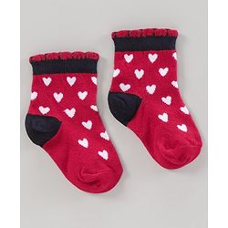 Cute Walk by Babyhug Anti Bacterial Ankle Length Socks Pack of 2 - Red White