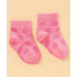 Cute Walk by Babyhug Anti Bacterial Ankle Length Socks Pack of 3 - Pink Blue White