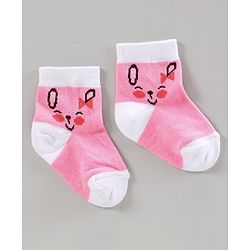 Cute Walk by Babyhug Anti Bacterial Ankle Length Socks Pack of 2 Cartoon Design - Multicolor