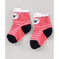 Cute Walk by Babyhug Anti Bacterial Ankle Length Socks Pack of 2 Cartoon Design - Multicolor