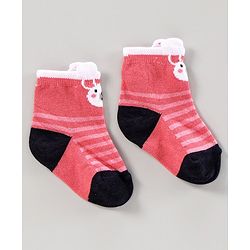 Cute Walk by Babyhug Anti Bacterial Ankle Length Socks Pack of 2 Cartoon Design - Multicolor